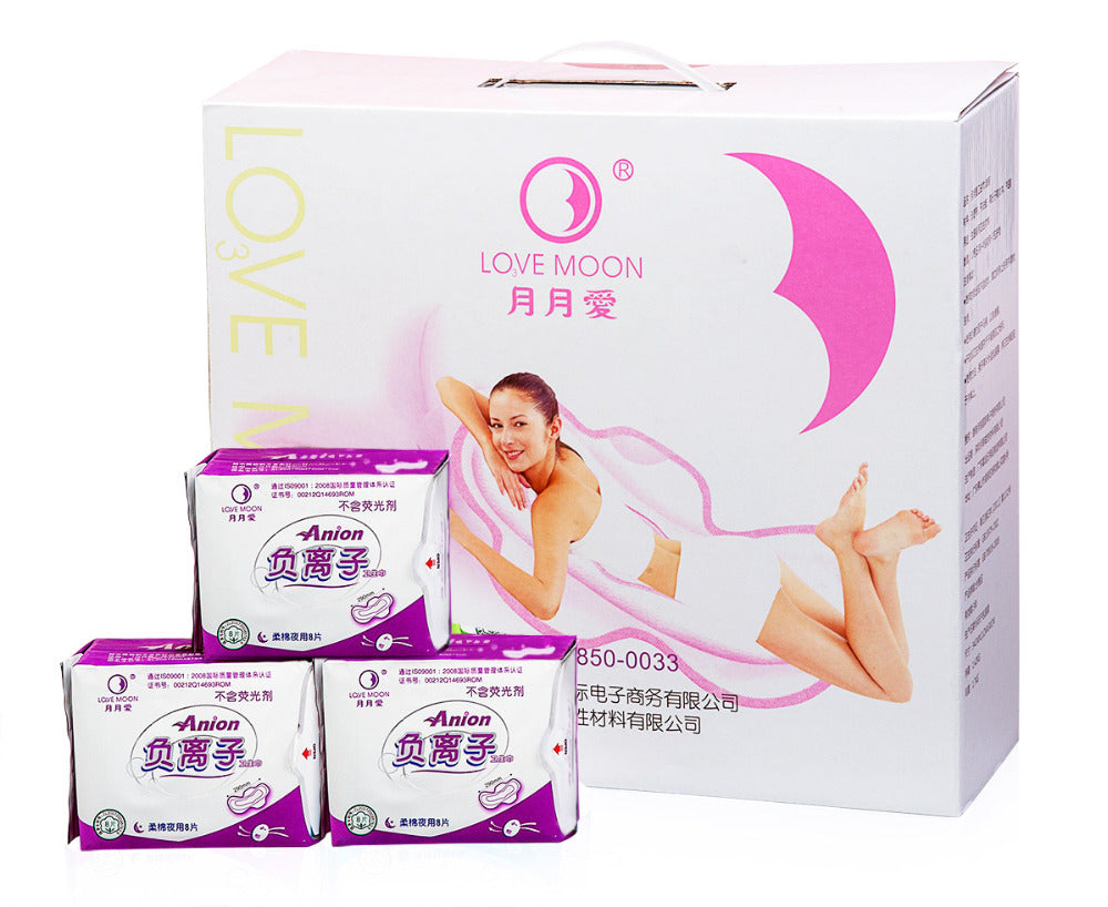 WinIon Anion Sanitary Napkins Overnight Pad Winalite Lovemoon Sanitary Napkins Overnight Pad Anion Pads (16 Packs x 8 Pads)