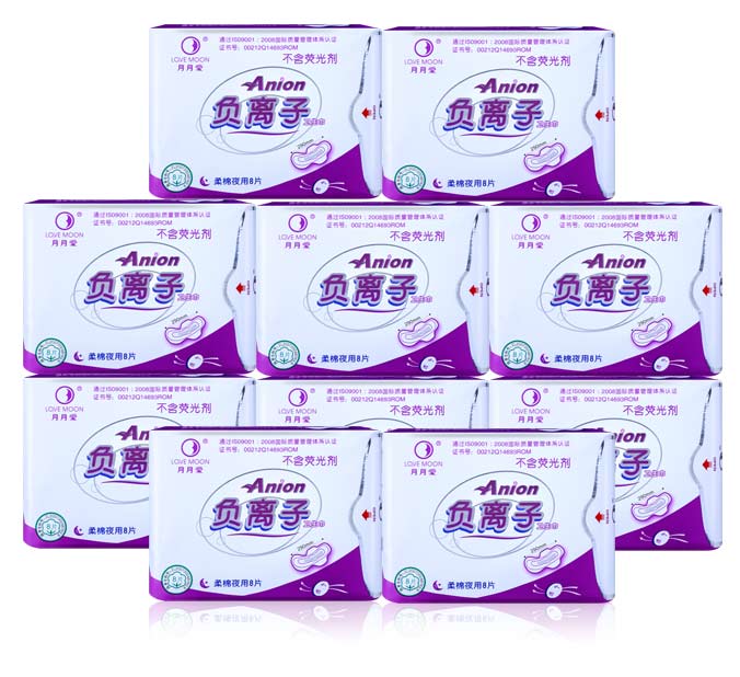 WinIon Anion Sanitary Napkins Overnight Pad Winalite Lovemoon Sanitary Napkins Overnight Pad Anion Pads (16 Packs x 8 Pads)