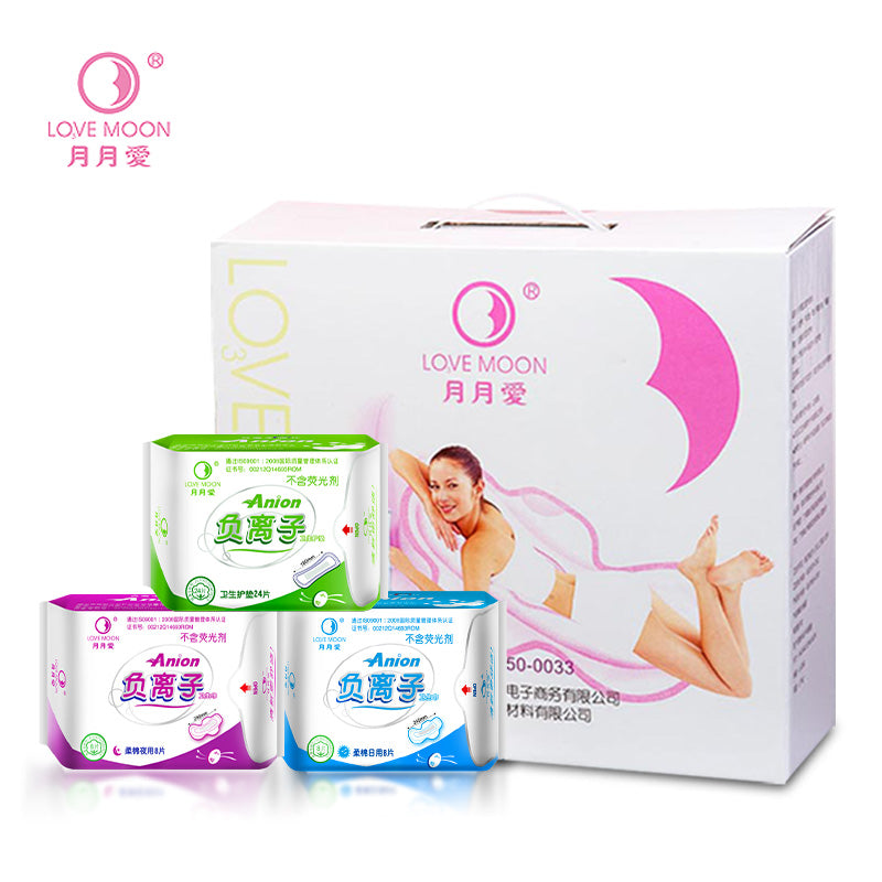 Winalite Lovemoon Sanitary Pads Anion Pads Feminine Hygiene Anion Sanitary Napkin Organic Cotton Love Moon Anion 19 Packs/lot