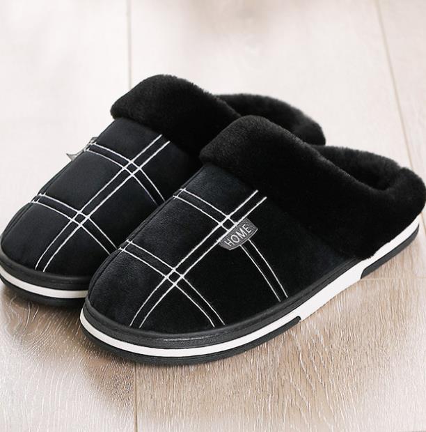 Men shoes winter Slippers Suede Gingham Plush Velvet Indoor shoes for Men Home Slippers 2021 Non slip Waterproof Male slipper