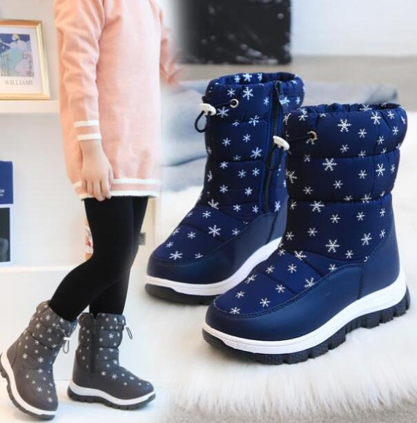 Boots For Girls Children Shoes Umbrella Cloth Waterproof Rubber Snow Boots For Fille Kids' Winter Felt Padded Boots