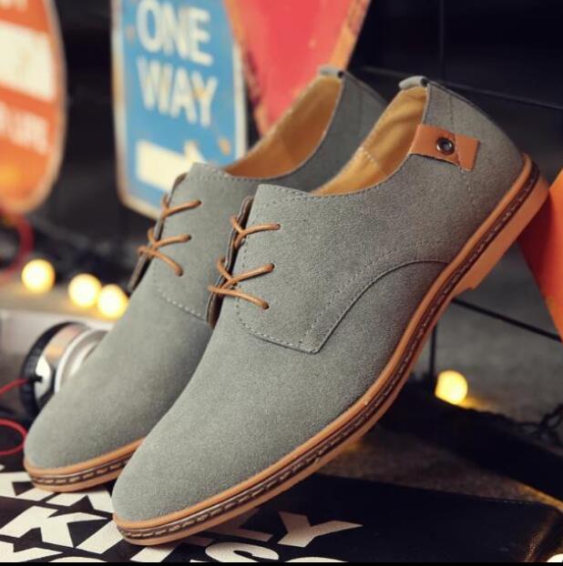 Spring Suede Leather Men Shoes Oxford Casual Shoes Classic Sneakers Comfortable Footwear Dress Shoes Large Size Flats